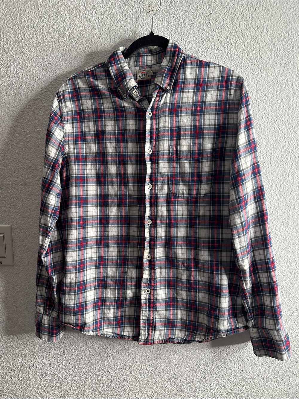 FAHERTY Men's Plaid cotton Button-Down Shirt - Blue & Red size m